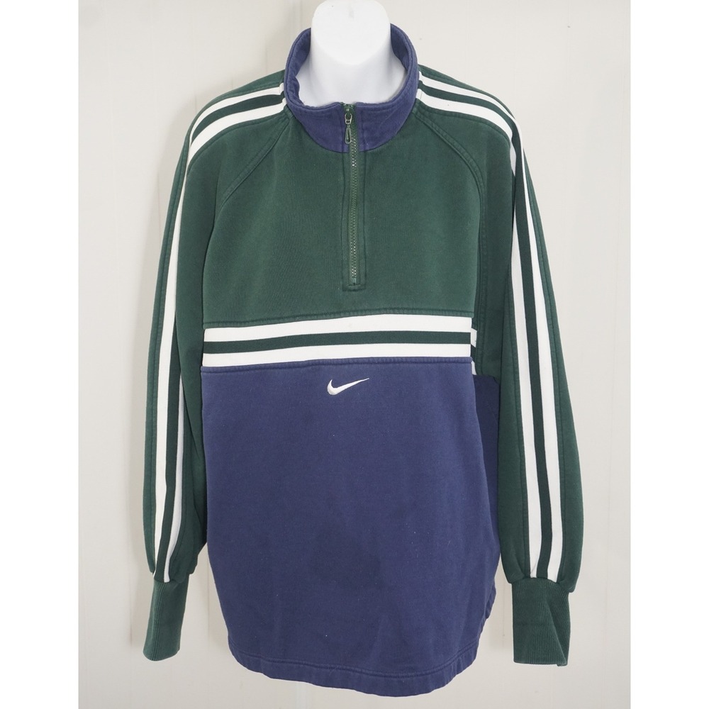 Nike XL Boys Green Blue Colorblock Quarter Zip Pullover Sweatshirt